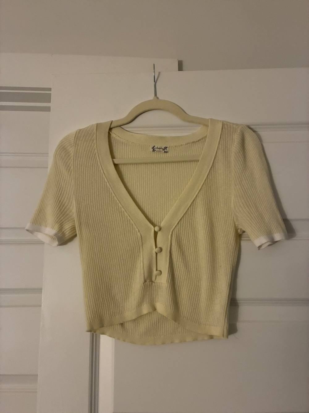 Free People V-Neck Short Sleeve Cropped Top